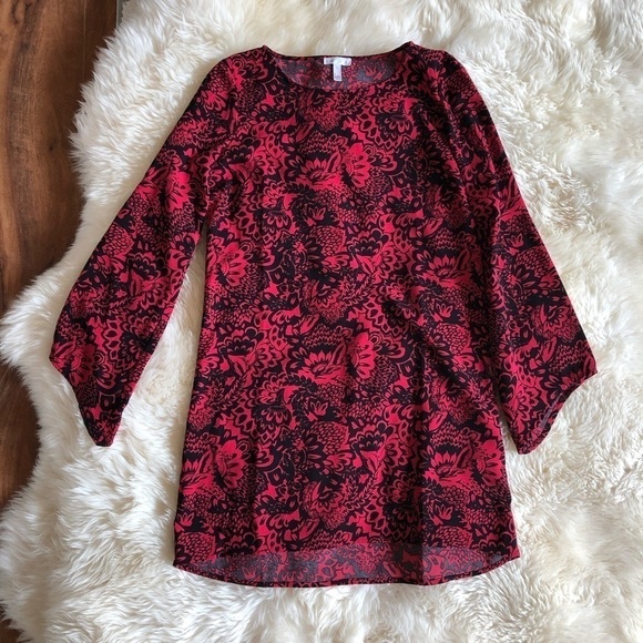 Leith Print Bell Sleeve Shift Dress High Low Small - Picture 4 of 8